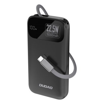 Dudao K31 10000 mAh 22.5W PD Powerbank with Built-in Cable - Black