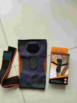 Elastic Knee Brace Stabilizer, Grey/Orange