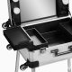 KUFER Professional Table/Suitcase for Makeup Cosmetic Artist with Mirror and LED Lighting T-27, silver