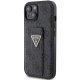 Чехол Guess Grip Stand 4G Triangle Strass для iPhone 15 - черный