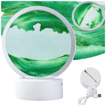 3D Moving Sand Art Desk Lamp LED USB, RGB