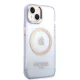 Guess Case for iPhone 14 Gold Outline Translucent MagSafe Purple