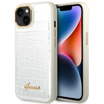 Guess Croco Collection Case for iPhone 14 Plus - Silver