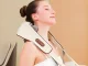 Wireless Neck and Shoulder Massager with Heating Function, White/Brown