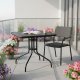 MultiGarden Square Patio Table 80x80 cm with Glass Top and Umbrella Hole, black