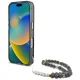 Guess Palm Trees Triangle Pearl Strap MagSafe Case for iPhone 16, Black