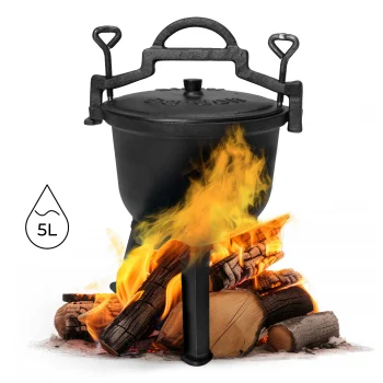Multigarden VK5L BLACK Cast Iron Campfire Pot with Legs, 5L, Black