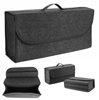 Car Trunk Organizer with Handle, black