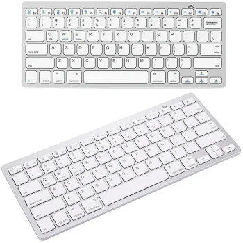 Wireless Bluetooth Keyboard for PC, iPad, Mac, Compact, White