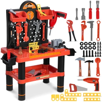 Ricokids Kids Tool Bench Workshop with Tools 772500, Red