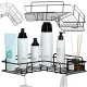 Corner Bathroom Shelf with Hooks, No Drilling, Black