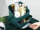 Cosmetic Organizer with Drawers and Carrying Handle, Green/Gold