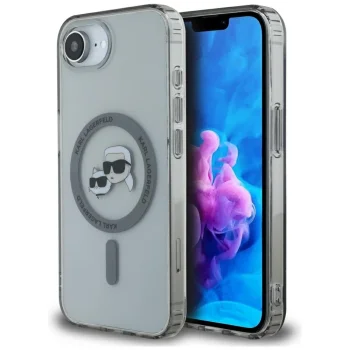 Karl Lagerfeld IML Metal Karl & Choupette MagSafe iPhone 16e Case - Black