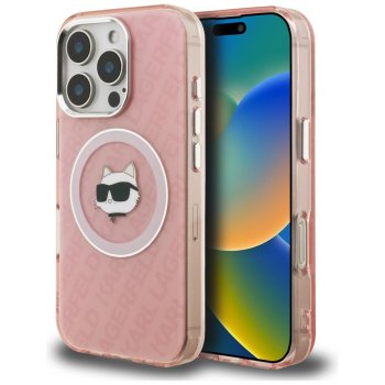 Karl Lagerfeld IML Choupette Head Logo MagSafe Case for iPhone 16 Pro Max, Pink