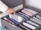 Clothing Drawer Organizer for Pants, Jeans and Underwear, 9-Slot Closet Storage, Gray