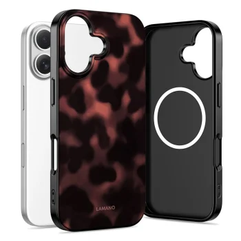 Tech-Protect Lamano MagSafe Case for iPhone 16, Black and Red