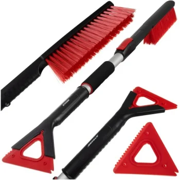 Iso Trade Xtrobb 24822 Telescopic Ice Scraper with Snow Brush, Black/Red