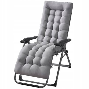 Garden Chaise Lounger Quilted Pillow Folding Chair Cushion, Gray