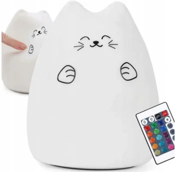 Bakalu Silicone LED Night Light for Kids Kitten, White