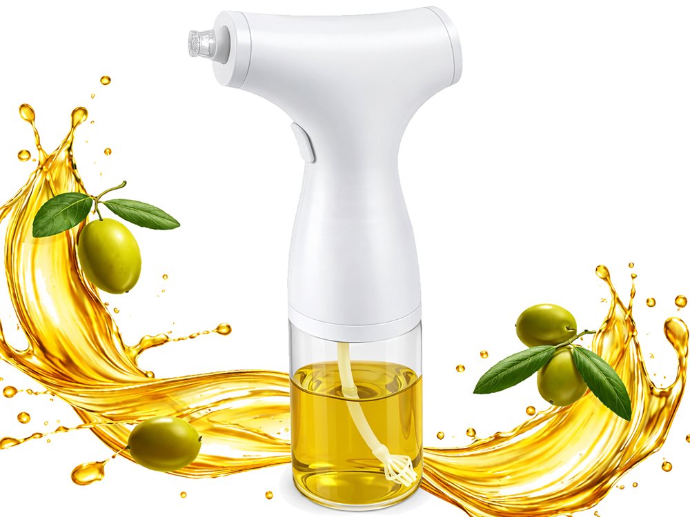 Electric Olive Oil Sprayer Dispenser 200ml Glass USB-C, White (1)