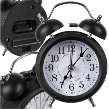 Izoxis 25473 Retro Alarm Clock with LED Backlight, Black