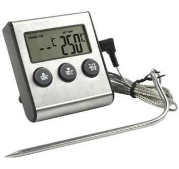 Digital Meat Thermometer with Probe and Timer for Oven and Grilling