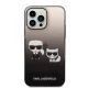 Karl Lagerfeld Ikonik Karl & Choupette Case for iPhone 14 Pro, Black Gradient