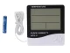 Digital Thermometer Hygrometer HTC-2 with Clock, Alarm and Calendar, white-black