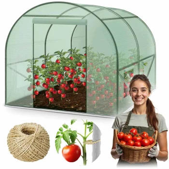 Walk-in Garden Greenhouse 6.6x6.6 ft (43 sq ft) Plonos Polytunnel for Plants