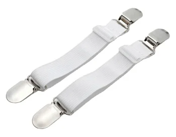 Adjustable Bed Sheet Fasteners with Clips 2 pcs White