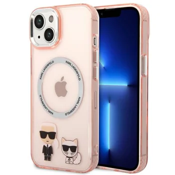 Karl Lagerfeld Karl & Choupette Aluminum MagSafe Case for iPhone 14 Plus, Pink