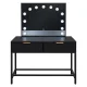 Dressing Table with LED Mirror and Drawers, 13 Bulbs, 143 x 104 x 50 cm, Black