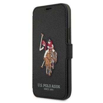 Apple iPhone 12 / 12 Pro 6.1" US Polo Embroidery Collection Book Case Cover (USFLBKP12MPUGFLBK), Black