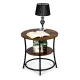 ModernHome Industrial Round Coffee Table with Storage Shelf for Living Room