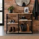 ModernHome Loft Kitchen Rack with Shelves & Hooks 90cm Light Oak