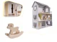 Wooden Dollhouse with Furniture, 70cm, Grey