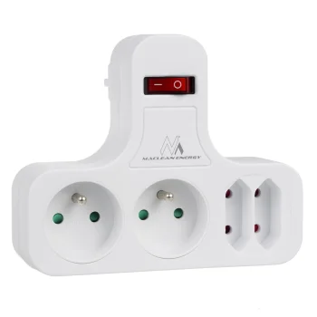 Maclean MCE224 4-Way Multi-Plug Adapter with Switch, White
