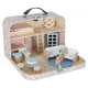 Dollhouse in a Suitcase with Wooden Furniture, 25 pcs, Pink