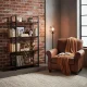 ModernHome S-04A Industrial Loft Bookshelf, 4 Shelves, Metal Frame
