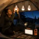 Multifunctional LED Camping Lamp with Solar Panel, FM Radio & Bluetooth, Black/Orange