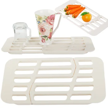 Telescopic Over-the-Sink Dish, Fruit and Vegetable Drainer, White