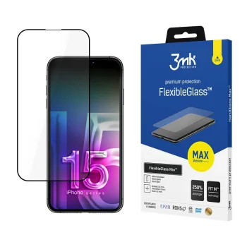 Apple iPhone 15 Pro 6.1'' 3MK Flexibleglass Max Full Cover Tempered Glass Screen Protector