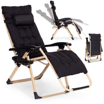 Zero Gravity Garden Lounger with Cushion MultiGarden, black gold