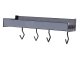 Hanging Kitchen Shelf with Hooks, Aluminum, 30 cm, Black