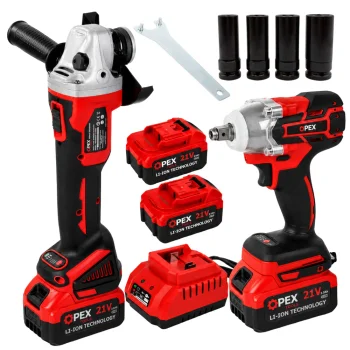 OPEX TOOLS OPX28006 2in1 Cordless Angle Grinder & Impact Wrench, 21V, 2x 3.0Ah