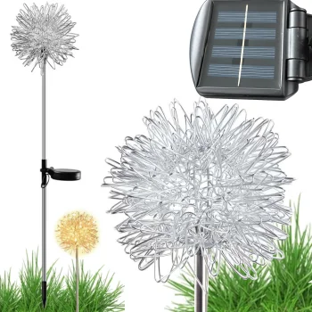 Solar Garden LED Lamps Dandelion Firework 70cm, Warm Light, 2 Pcs