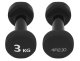 4Fizjo Classic Cast Iron Dumbbells with Vinyl Coating, 2 x 3 kg, Black