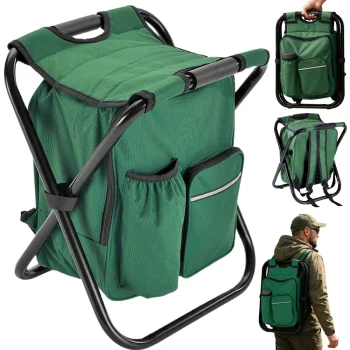 Folding Fishing Chair with Backpack and Cooler Bag 3in1