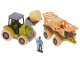 Set with children\'s tools in farm style + figures