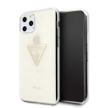 Guess iPhone 11 Pro Case Glitter Triangle, Gold